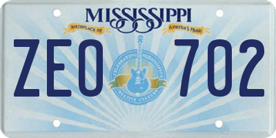 MS license plate ZEO702