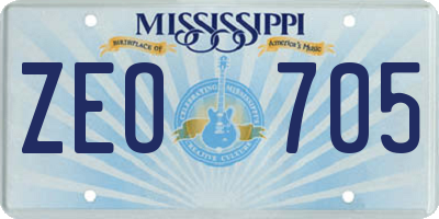 MS license plate ZEO705