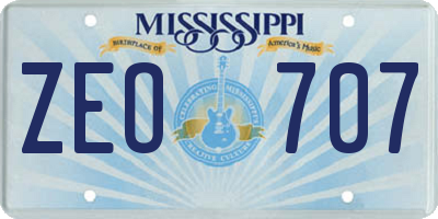 MS license plate ZEO707