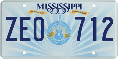 MS license plate ZEO712