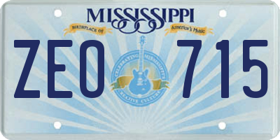 MS license plate ZEO715