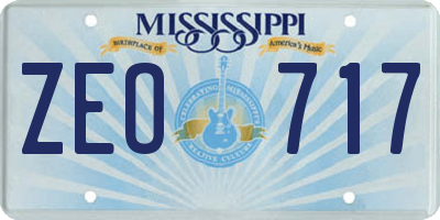 MS license plate ZEO717