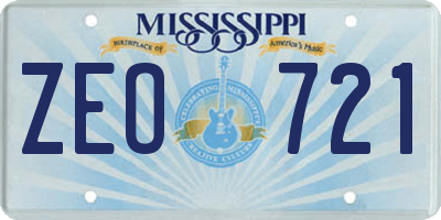 MS license plate ZEO721