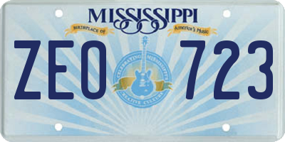MS license plate ZEO723