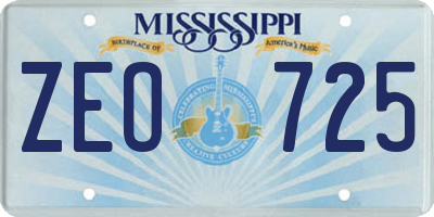 MS license plate ZEO725