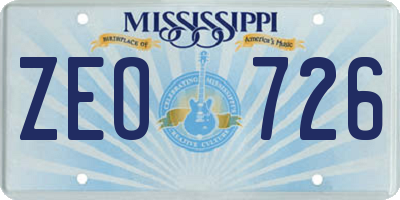 MS license plate ZEO726