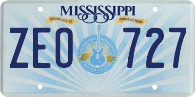 MS license plate ZEO727