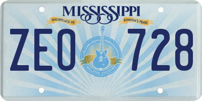 MS license plate ZEO728