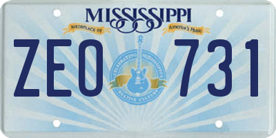 MS license plate ZEO731
