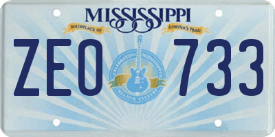 MS license plate ZEO733