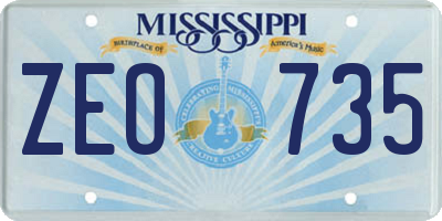MS license plate ZEO735