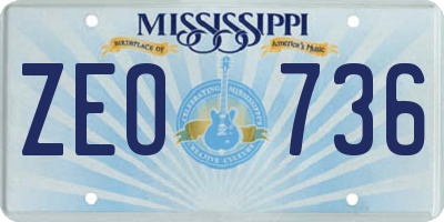 MS license plate ZEO736