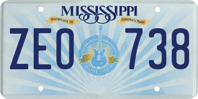 MS license plate ZEO738