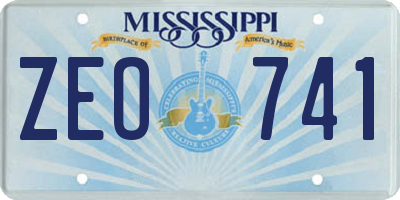 MS license plate ZEO741