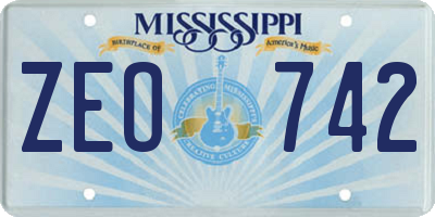 MS license plate ZEO742