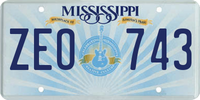 MS license plate ZEO743
