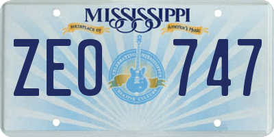 MS license plate ZEO747