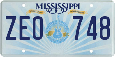 MS license plate ZEO748