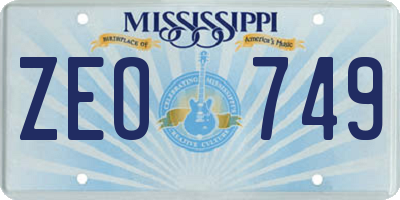 MS license plate ZEO749