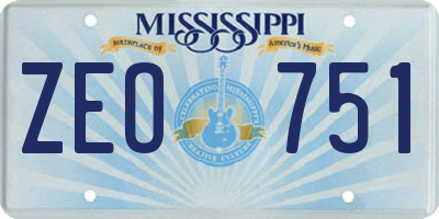 MS license plate ZEO751