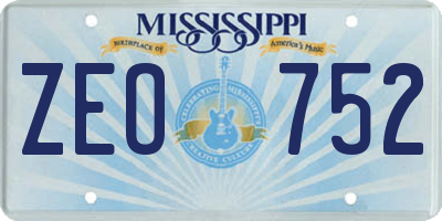 MS license plate ZEO752
