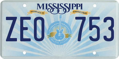 MS license plate ZEO753