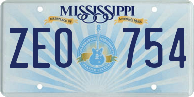MS license plate ZEO754