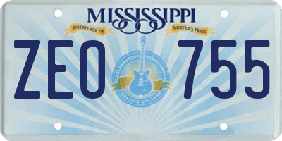 MS license plate ZEO755