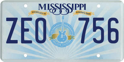 MS license plate ZEO756