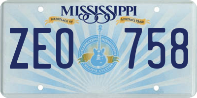 MS license plate ZEO758