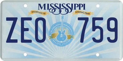 MS license plate ZEO759