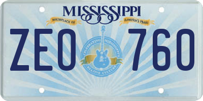 MS license plate ZEO760
