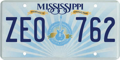 MS license plate ZEO762