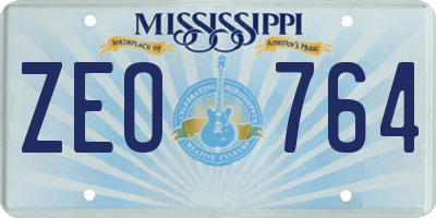 MS license plate ZEO764