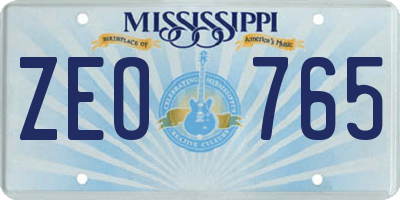 MS license plate ZEO765