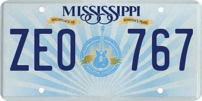 MS license plate ZEO767