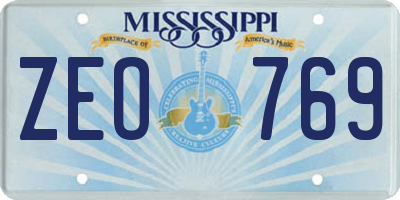 MS license plate ZEO769