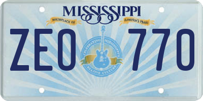 MS license plate ZEO770