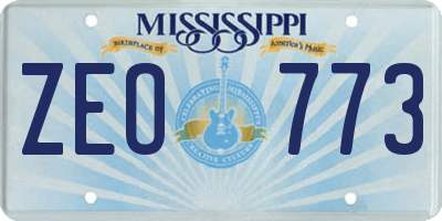 MS license plate ZEO773