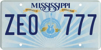 MS license plate ZEO777