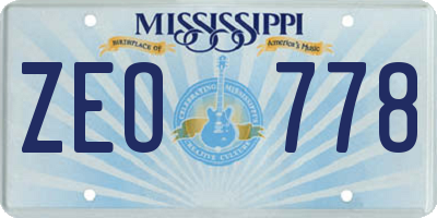 MS license plate ZEO778