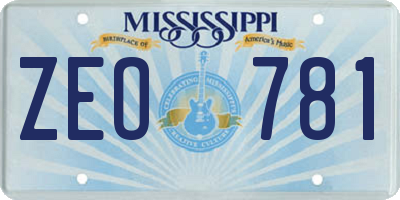 MS license plate ZEO781