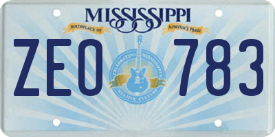 MS license plate ZEO783
