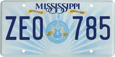 MS license plate ZEO785