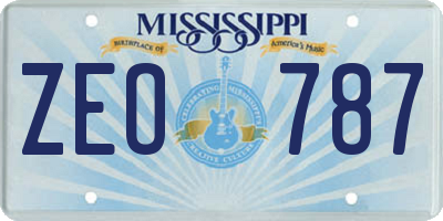 MS license plate ZEO787