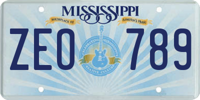 MS license plate ZEO789
