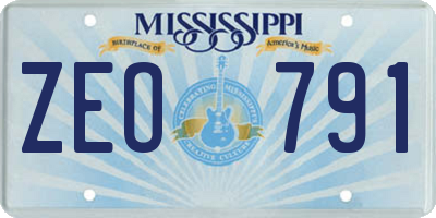 MS license plate ZEO791