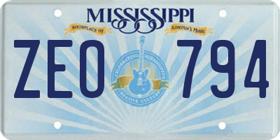 MS license plate ZEO794