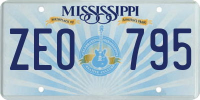 MS license plate ZEO795
