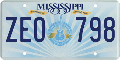 MS license plate ZEO798